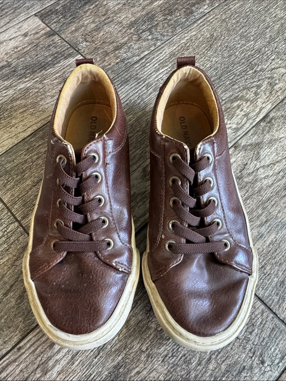 Old Navy Brown Lace-Up Casual Sneakers with Cream Soles